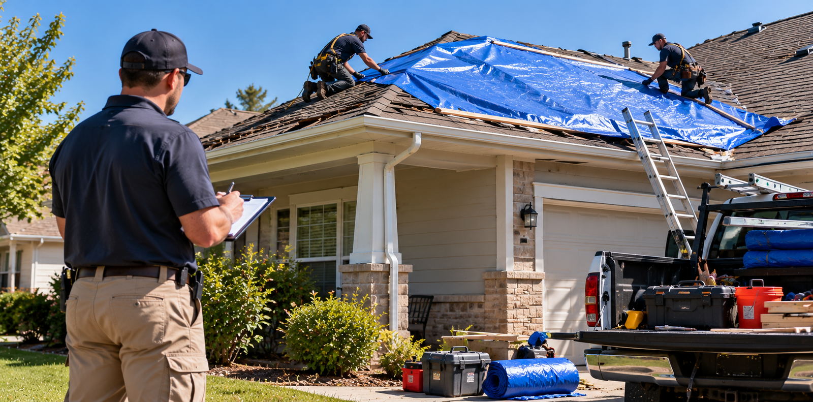 Emergency Roof Repair Underway