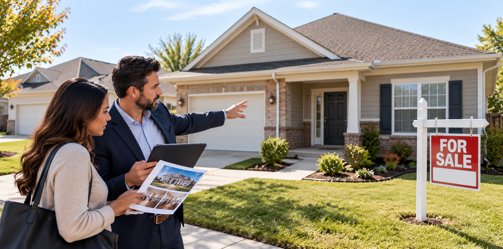 Real Estate Viewing by the Suburban Home